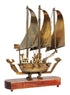 Brass Table Ship With Wooden Base 0.96kg